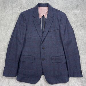 Haspel Sport Coat Mens 38R Blue Plaid Wool Formal Business Professional 2 Button